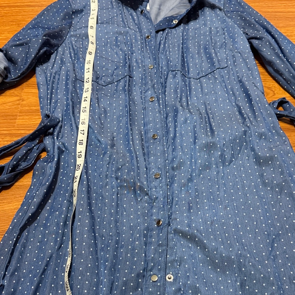 Blue Polka Dot Button-Up Dress